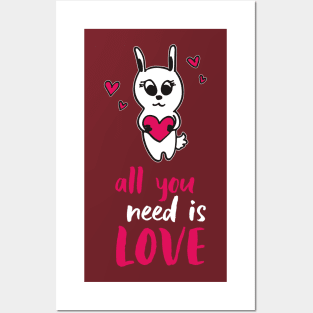 All You Need Is Love (Bunny Heart Motif) Posters and Art